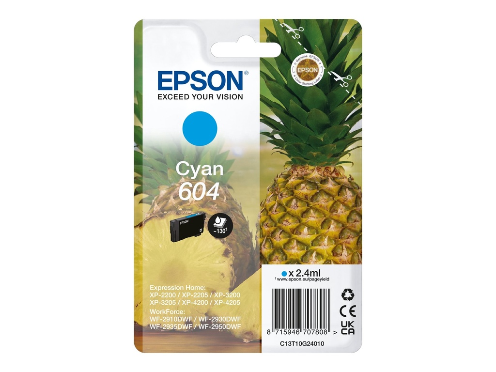Epson 604 - 2.4 ml - Cyan - original - Blister