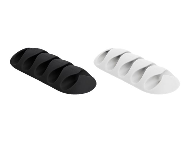 Delock Kabelhalter - Tisch montierbar, Oberfläche montierbar, geeignet für Wandmontage - Schwarz, weiß (Packung mit 6)