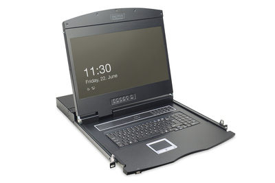 DIGITUS 19" LCD KVM-Konsole, 8-Port CAT 5, schweizer Tastatur