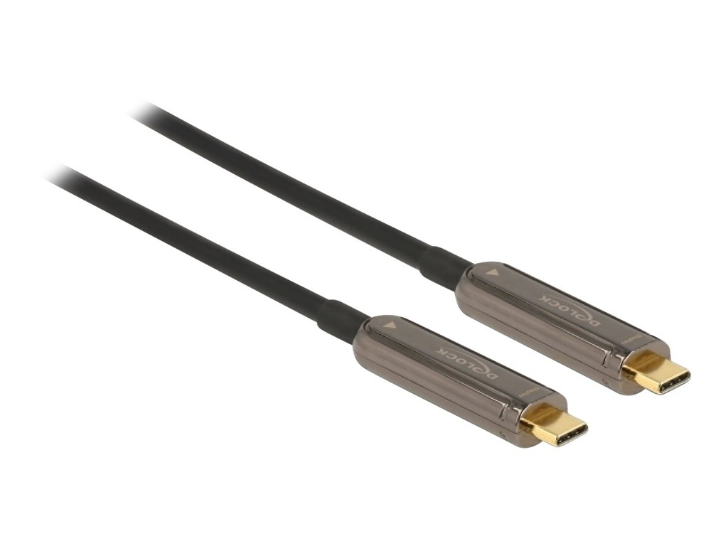 Delock Video- / Audiokabel - USB-C männlich zu USB-C männlich - 30 m - Glasfaser - Schwarz - Active Optical Cable (AOC)