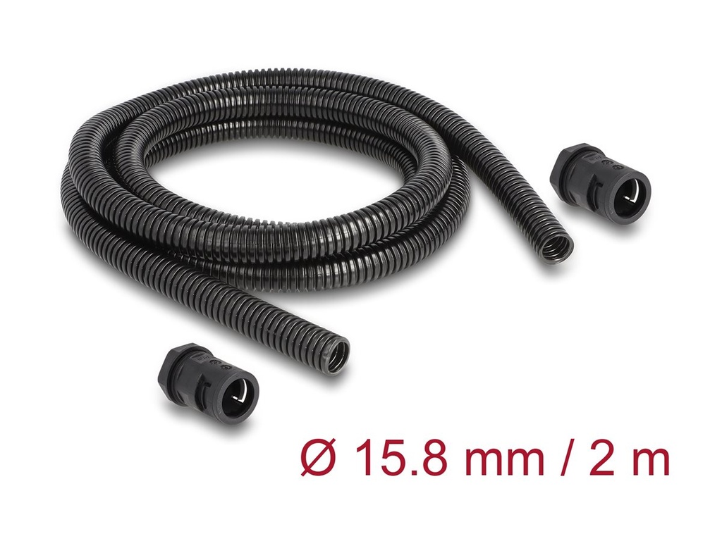 Delock Wellrohr - 15,8 mm, mit PG11 Schlauchverschraubungsset