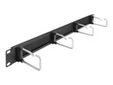 Delock Kabelführungspanel mit Bürste - mit 4 Metallhaken - Schwarz - 1U - 48.3 cm (19")