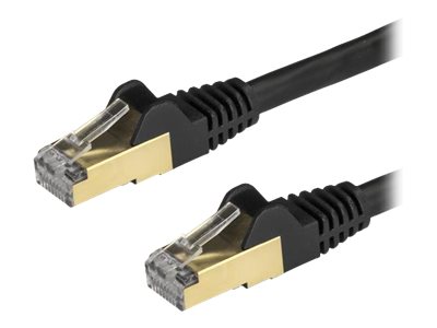 StarTech.com 7.5m CAT6A Ethernet Cable, 10 Gigabit Shielded Snagless RJ45 100W PoE Patch Cord, CAT 6A 10GbE STP Network Cable w/Strain Relief, Black, UL Certified Wiring/TIA - Category 6A - 26AWG (6ASPAT750CMBK)