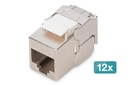 DIGITUS CAT 6A  Kompakt-Keystone Modul, geschirmt, werkzeugfreier Montageanschluss, 12 Stk.