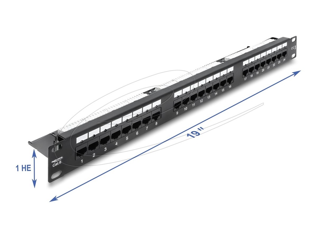 Delock 19? Patchpanel 24 Port Cat.6 mit LED und Entlastungsschiene - Rack-Zubehör
