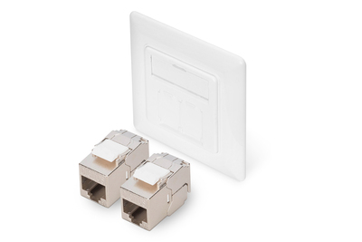DIGITUS Frontplatte und Einbaurahmen für Multimedia mit 2 x  DN-93615-S Keystone Modulen