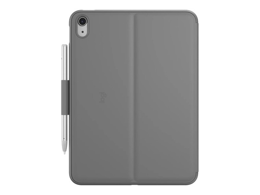 [920-011413] Logitech Slim Folio - Tastatur und Foliohülle - kabellos - Bluetooth LE - QWERTY - US International - Oxford Gray - für Apple 10.9-inch iPad (10. Generation)