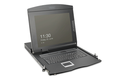 [DS-72221-6CH] DIGITUS Modulare HD LCD KVM Konsole mit 19" TFT, 8-Port HDMI KVM Anschluss, Touchpad, schweizer Tastaturlayout