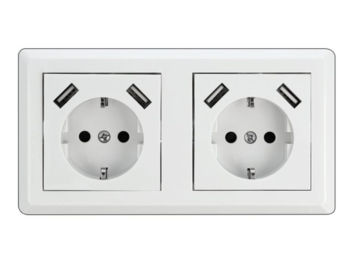 [11475] Delock Steckdose - 2P+E - Typ F, USB - 2-fach