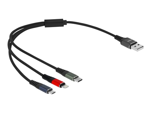 [87236] Delock Lightning-Kabel, nur zum Aufladen - USB männlich zu Micro-USB Typ B, Lightning, USB-C männlich