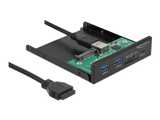 [64058] Delock Kartenleser - 8,9 cm (3,5 Zoll) (MMC, SD, miniSD, RS-MMC, TransFlash, MMCmobile, microSD, MMCmicro, SDHC, miniSDHC, microSDHC, SDXC, MMC II)