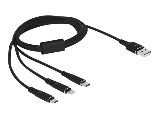 [87155] Delock Lightning-Kabel, nur zum Aufladen - USB männlich zu Micro-USB Typ B, Lightning, USB-C männlich