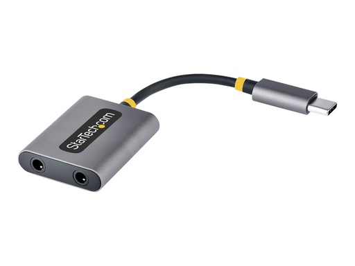 [USBC-AUDIO-SPLITTER] StarTech.com USB-C Headphone Splitter, USB Type C Dual Headset Adapter w/Microphone Input, USB C to 3.5mm Adapter/Earphone Dongle, USB C to Audio Jack/Aux Output - Mic and Headset Controls, Built-in 24-bit DAC (USBC-AUDIO-SPLITTER)
