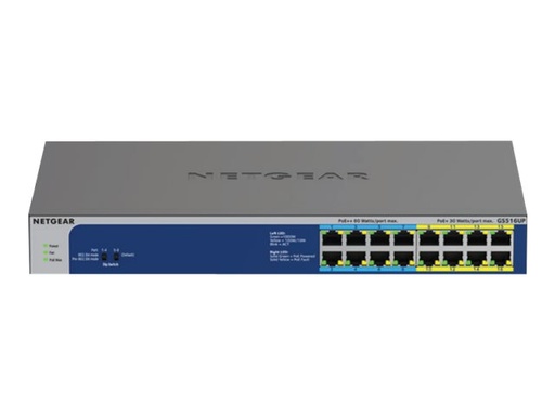 [GS516UP-100EUS] Netgear GS516UP - Switch - unmanaged - 8 x 10/100/1000 (PoE+)