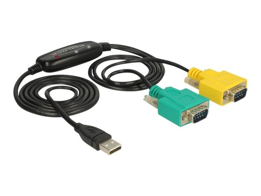 [63466] Delock Adapter USB 2.0 Type-A > 2 x Serial DB9 RS-232 - Kabel USB / seriell - USB (M)