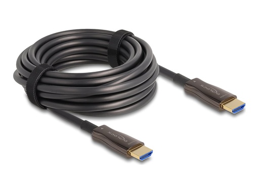 [86029] Delock High Speed - HDMI-Kabel - HDMI männlich zu HDMI männlich - 10 m - Hybrid Kupfer/Kohlefaser - Schwarz - Active Optical Cable (AOC)