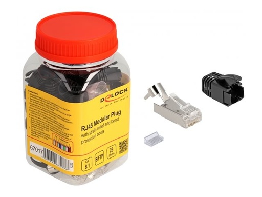 [67017] Delock Netzwerkanschluss - RJ-45 (M) - S/FTP - CAT 8.1 - ohne Haken (Packung mit 25)