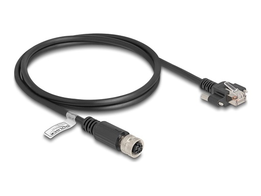 [80443] Delock Netzwerkkabel - 4-polig M12-D (W) zu RJ-45 (M)