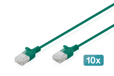 [DK-1618-030S-G-10] DIGITUS CAT 6 U-UTP Slim Patchkabel, 3 m, Grün, 10 Stück