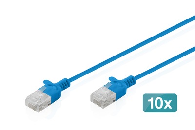 [DK-1618-015S-B-10] DIGITUS CAT 6 U-UTP Slim Patchkabel, 1,5 m, Blau, 10 Stück