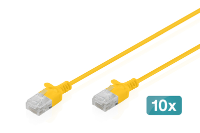 [DK-1618-030S-Y-10] DIGITUS CAT 6 U-UTP Slim Patchkabel, 3 m, Gelb, 10 Stück