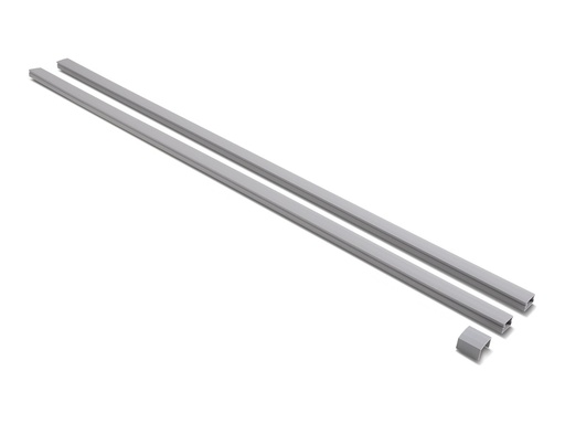 [22089] Delock Kabelkanal - self-adhesive with sliding cover, 24 x 14 mm incl. connector - Montage an Fußleiste, Deckenmontage möglich, Tisch montierbar, montierbare Möbel, geeignet für Wandmontage - Grau - 1 m (Packung mit 2)