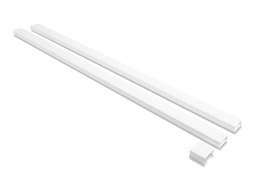 [22086] Delock Kabelkanal - self-adhesive with sliding cover, 24 x 14 mm incl. connector - Montage an Fußleiste, Deckenmontage möglich, Tisch montierbar, montierbare Möbel, geeignet für Wandmontage - weiß - 1 m (Packung mit 2)