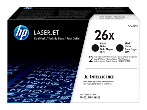 [CF226XD] HP 26X - 2er-Pack - Hohe Ergiebigkeit - Schwarz - original - LaserJet - Tonerpatrone (CF226XD)